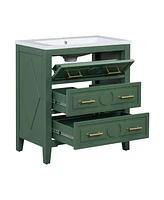 Streamdale Furniture Modern Green Resin Sink Vanity, 30-inch