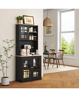 Streamdale Furniture Freestanding Pantry Cabinet with Hutch and Countertop