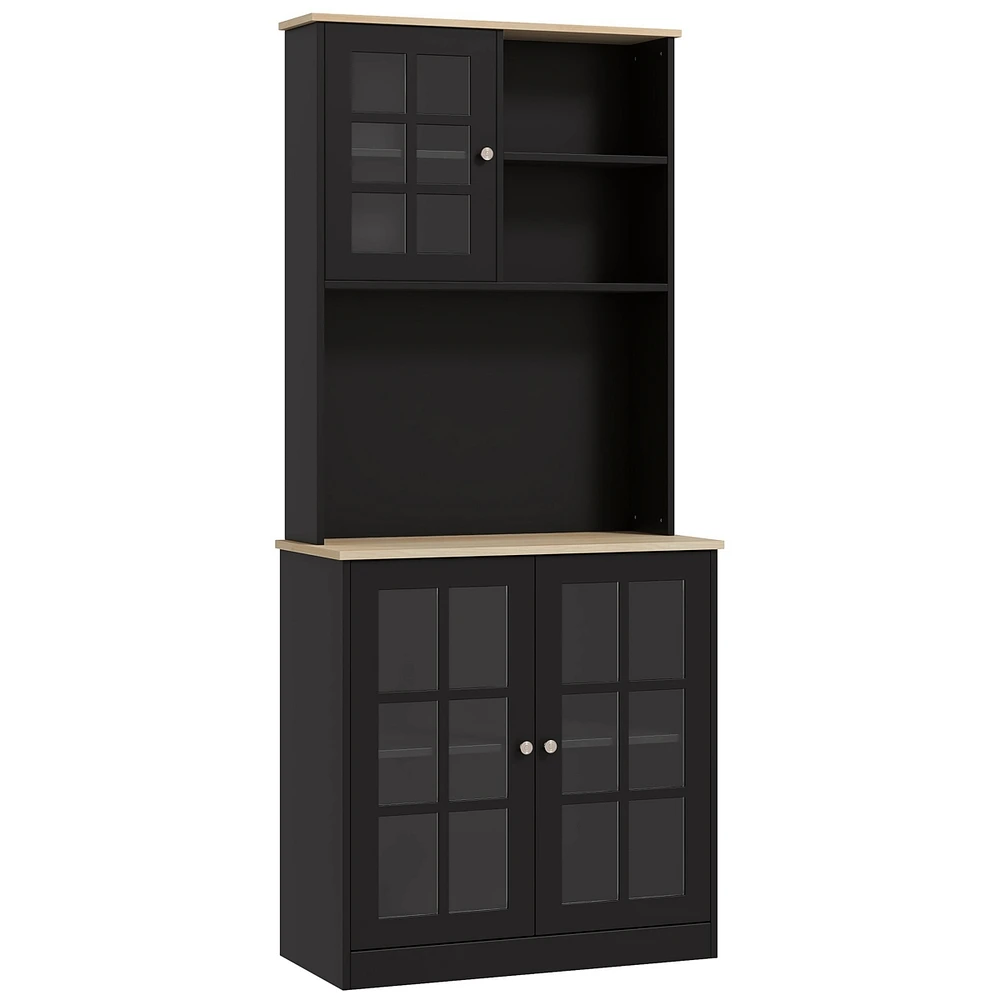 Streamdale Furniture Freestanding Pantry Cabinet with Hutch and Countertop