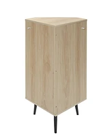 Simplie Fun Corner Cabinet with Rattan Door for Small Spaces