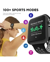 iTouch Air 4 Unisex Black and Gray Silicone Smartwatch 46mm