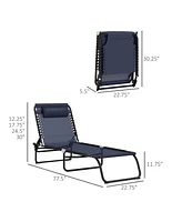 Streamdale Furniture Folding Chaise Lounge Pool Chair Set (2) with Breathable Mesh