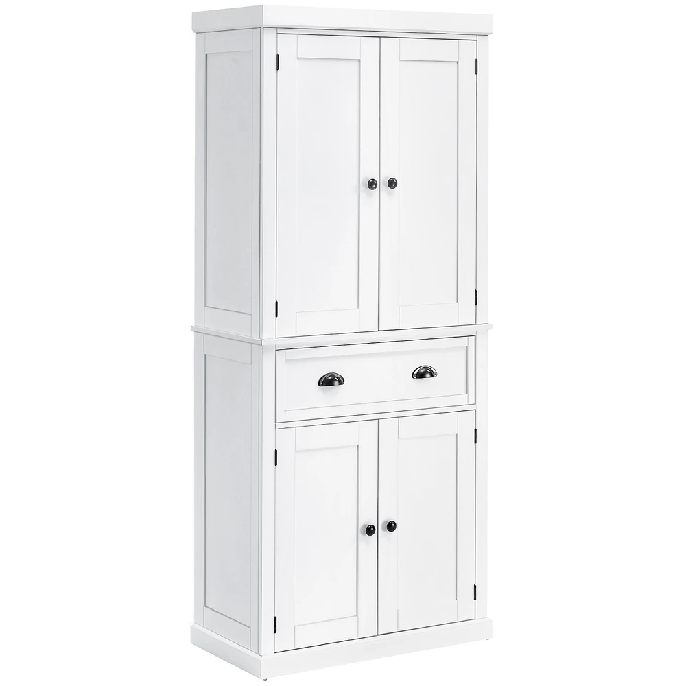 Streamdale Furniture 72" White Freestanding Pantry Cabinet with Drawer