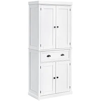 Simplie Fun 72" White Freestanding Pantry Cabinet with Drawer