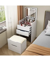 Simplie Fun 3-in-1 Vanity Desk with Mirror and Drawers