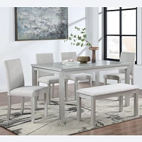 Streamdale Furniture Rectangular Dining Table w/ Bench for Small Spaces (Silver Grey)