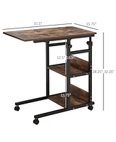 Streamdale Furniture Industrial Mobile Sofa Side Table with Shelving