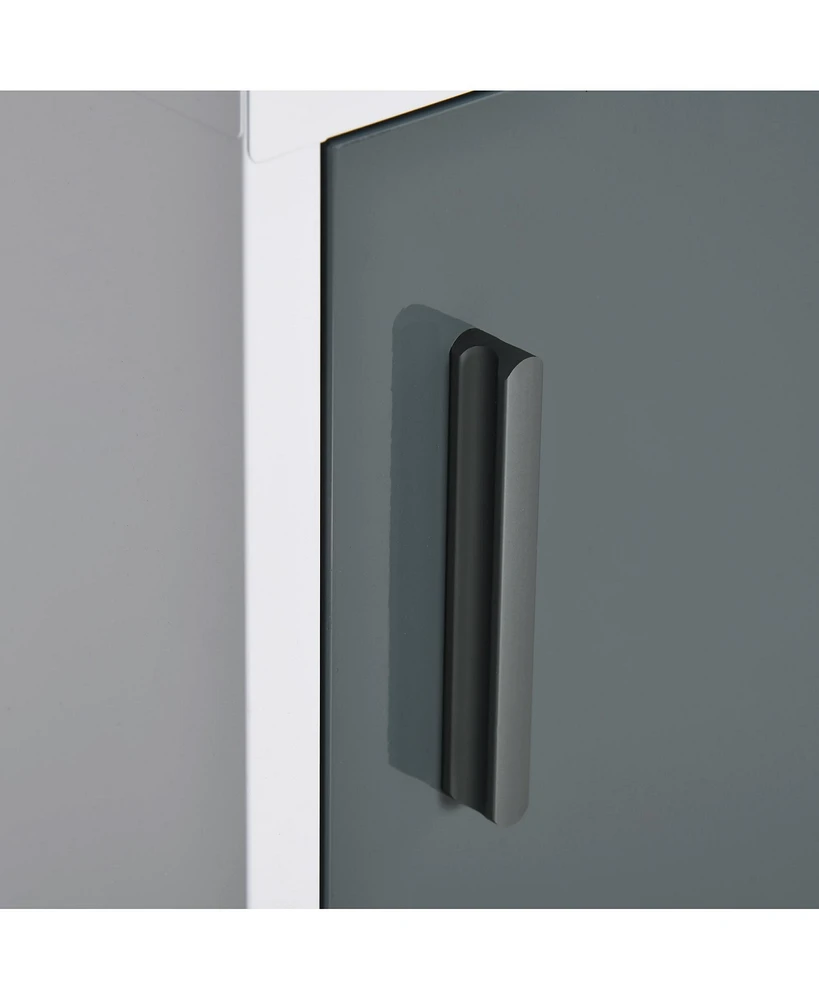 Streamdale Furniture Bathroom Medicine Cabinet with Shelves, Locking, White and Grey