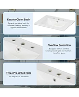 24" Space-Saving Bathroom Vanity Combo with Ceramic Sink