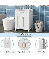 Streamdale Furniture 24" Space-Saving Bathroom Vanity Combo with Ceramic Sink