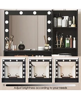 Streamdale Furniture Vanity Desk with Mirror & Light, Storage Dresser (Black)