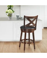 Skonyon Swivel X-back Upholstered Counter Height Bar Stool with Pvc Cushioned Seat