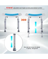 6-Level Adjustable Curved Bath Stool Spa Shower Chair Non-Slip Design