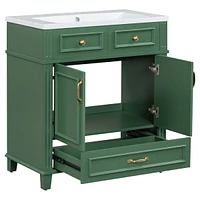 Streamdale Furniture Green 30" Bathroom Vanity Cabinet Only with Soft Close Doors