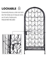 Streamdale Furniture 35 Bottle Wrought Iron Wine Rack Cabinet with Lock - Black