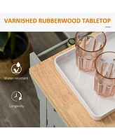 Mobile Kitchen Island with Spice Rack and Towel Rack