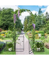 Givimo 87 Inches Garden Arbor with Lockable Gate Side Planters-Black
