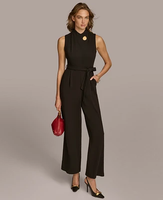 Donna Karan New York Women's Mock-Neck Belted Jumpsuit