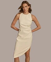 Donna Karan New York Women's Faux-Leather Asymmetric-Hem Dress