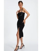 Quiz Women's Scuba Crepe Diamante Trim Midi Dress