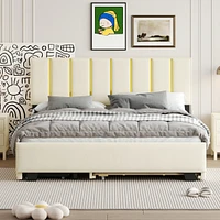 Streamdale Furniture Luxury Velvet Upholstered Platform Bed with Trundle and Drawers