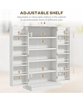 Kitchen Pantry Storage Cabinet w/ 5-tier Shelving, 12 Spice Racks