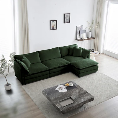 Streamdale Furniture Comfy Modular Oversized L-Shaped Sectional Sofa with Ottoman (Green)