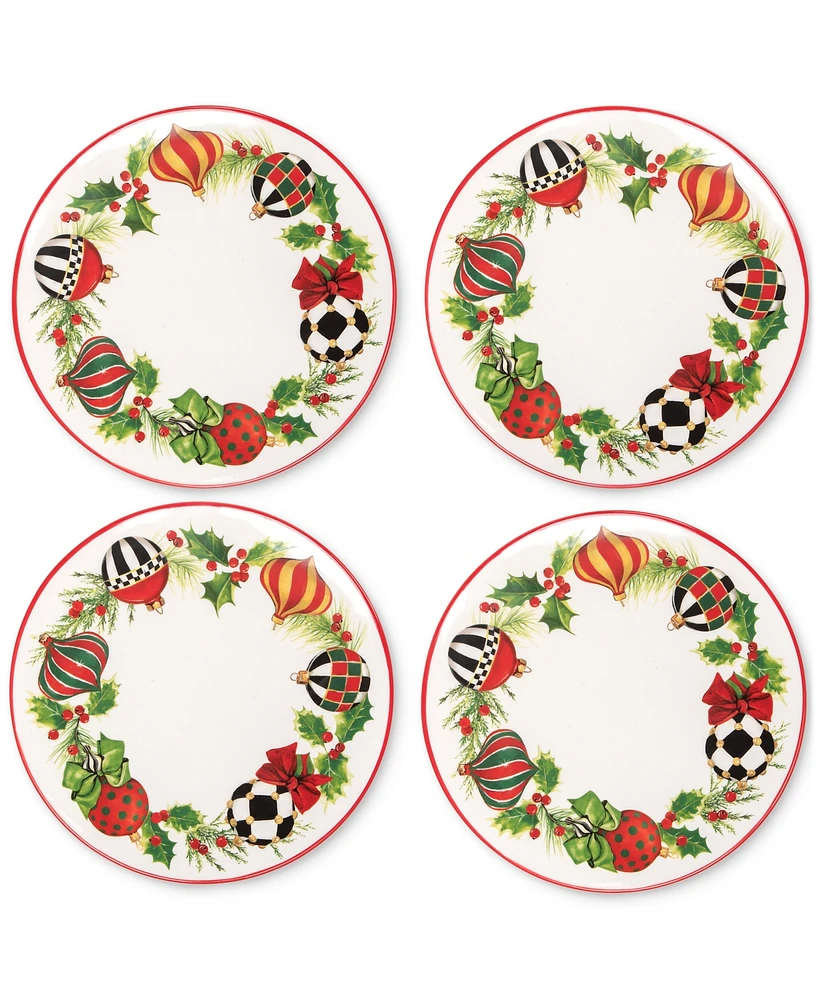 MacKenzie-Childs Deck the Halls Salad Plates, Set of 4