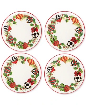 MacKenzie-Childs Deck the Halls Salad Plates, Set of 4