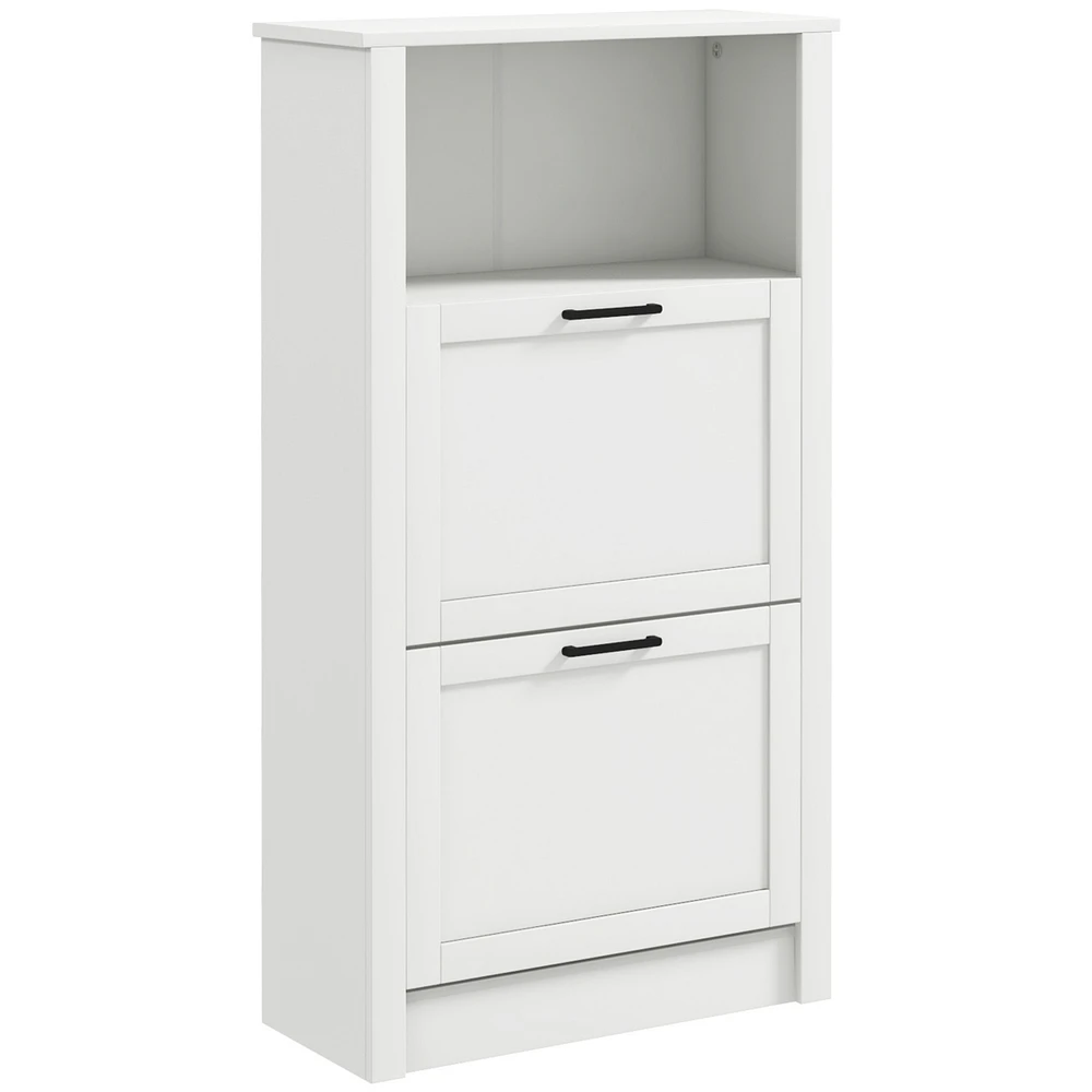 Streamdale Furniture Shoe Storage Cabinet with Open Compartment and 2 Flip Drawers