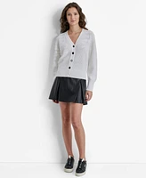 Dkny Women's Animal-Sequin Rib-Knit Button-Up Cardigan