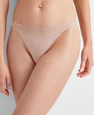 State of Day Women's Cotton Blend Lace-Trim Thong Underwear, Created for Macy's