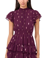 Msk Petite Smocked Tiered-Ruffle Fit & Flare Dress