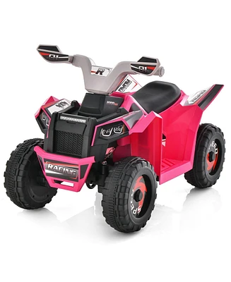 Vebreda Kids Ride on Atv 4 Wheeler Quad Toy Car with Direction Control-Pink