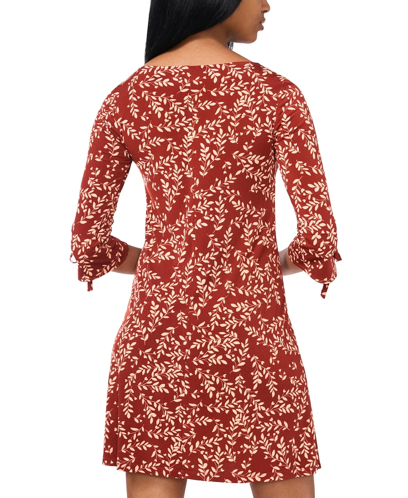 Msk Petite Printed 3/4-Sleeve Shift Dress