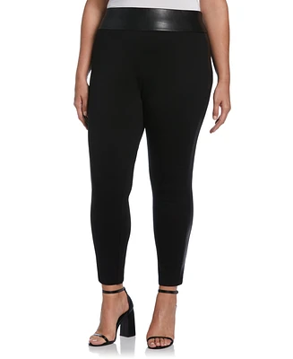 Rafaella Plus Faux Leather Trimmed Pull-On Pant