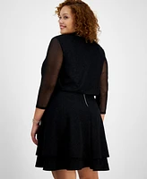 City Studios Trendy Plus Glitter Open-Front Shrug