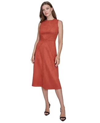 Halston Women's Star-Seamed Sleeveless Midi Dress