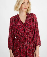 Tinsel Petite Paisley-Print Tiered 3/4-Sleeve Maxi Dress