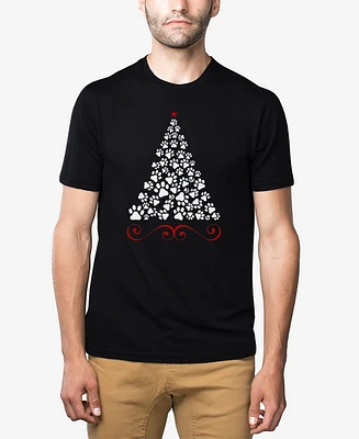 La Pop Art Men's Paw Christmas Tree Premium Blend Word T-Shirt