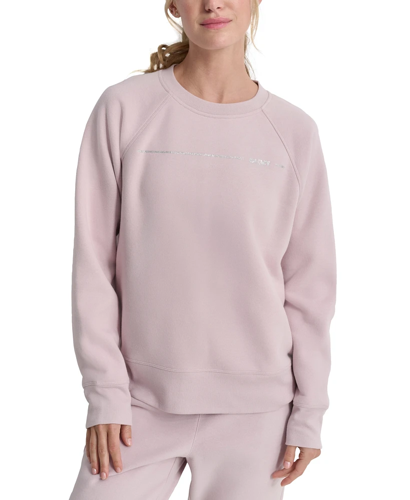 Dkny Women's Rhinestone Logo Fleece Sweatshirt