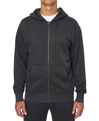 Lazer Men's Relaxed Fit Burnout Fleece Zip-Front Hoodie