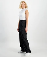 Dkny Jeans Petite High-Rise Satin Cargo Pants