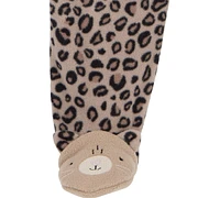 Carter's Baby Girls 1-Piece Animal-Print Fleece Zip-Up Footed Sleep & Play Pajamas