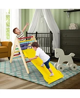 Sugift 3-in-1 Wooden Climbing Triangle Set Climber with Ramp