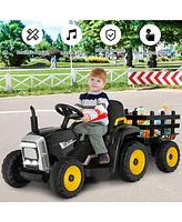 Sugift 12V Ride on Tractor with 3-Gear-Shift Ground Loader for Kids 3+ Years Old