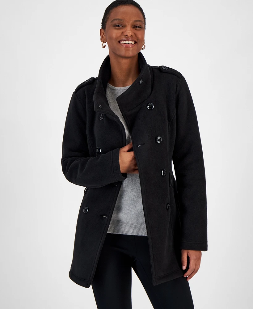 Bcx Juniors' Micro-Fleece Double-Breasted Belted Coat