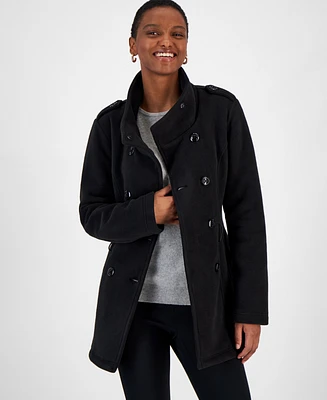 Bcx Juniors' Micro-Fleece Double-Breasted Belted Coat