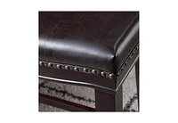 26" Saddle Counter Stool with Nailhead Trim (Set of 2), Dark Brown