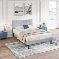 Streamdale Furniture Modern Upholstered Platform Bed Frame with Tufted Headboard